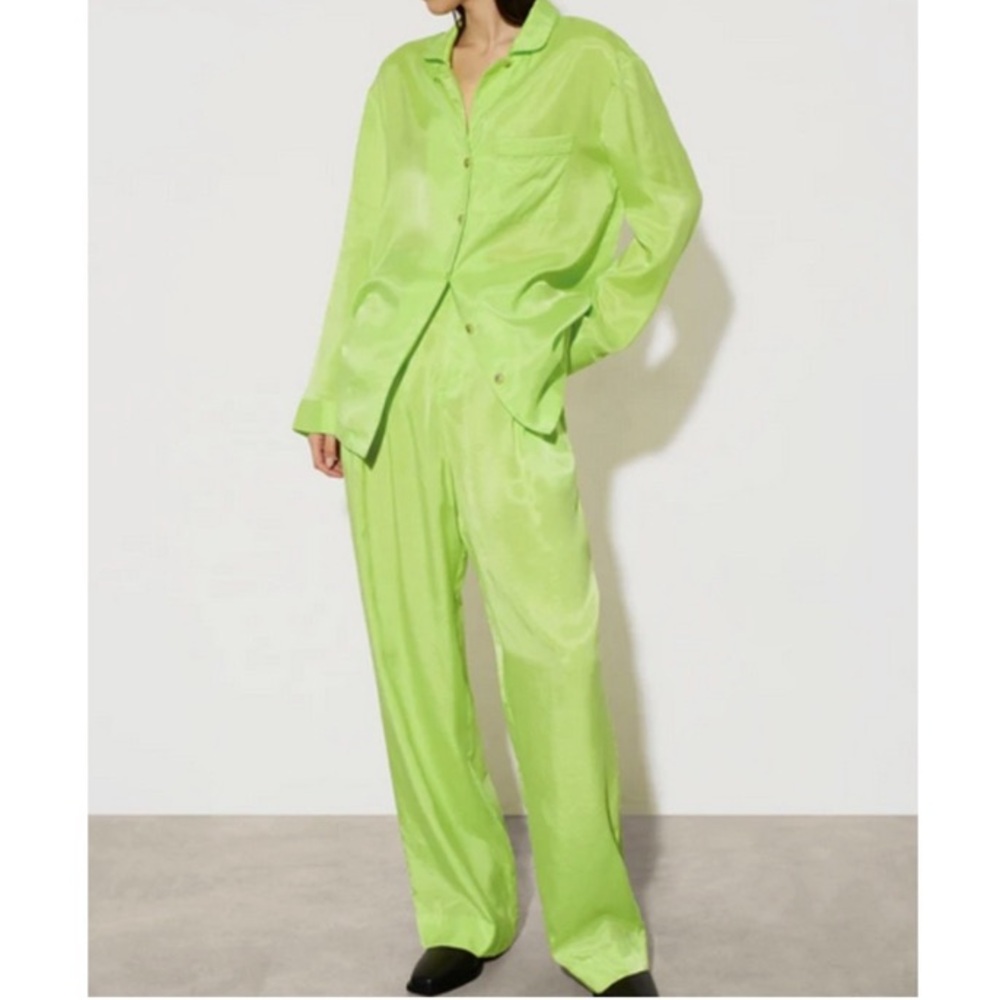 Mara Hoffman Marella Straight Leg Trouser Chartreuse NWT Size 4